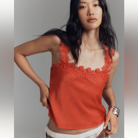 Anthropologie Tops - Anthropologie Blue Tassel Sleeveless Floral Top